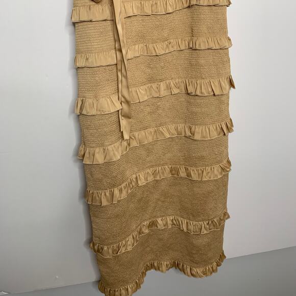 V. Chapman Lily Midi Bodycon Dress Warm Sand Womens Size 10 - Picture 14 of 16